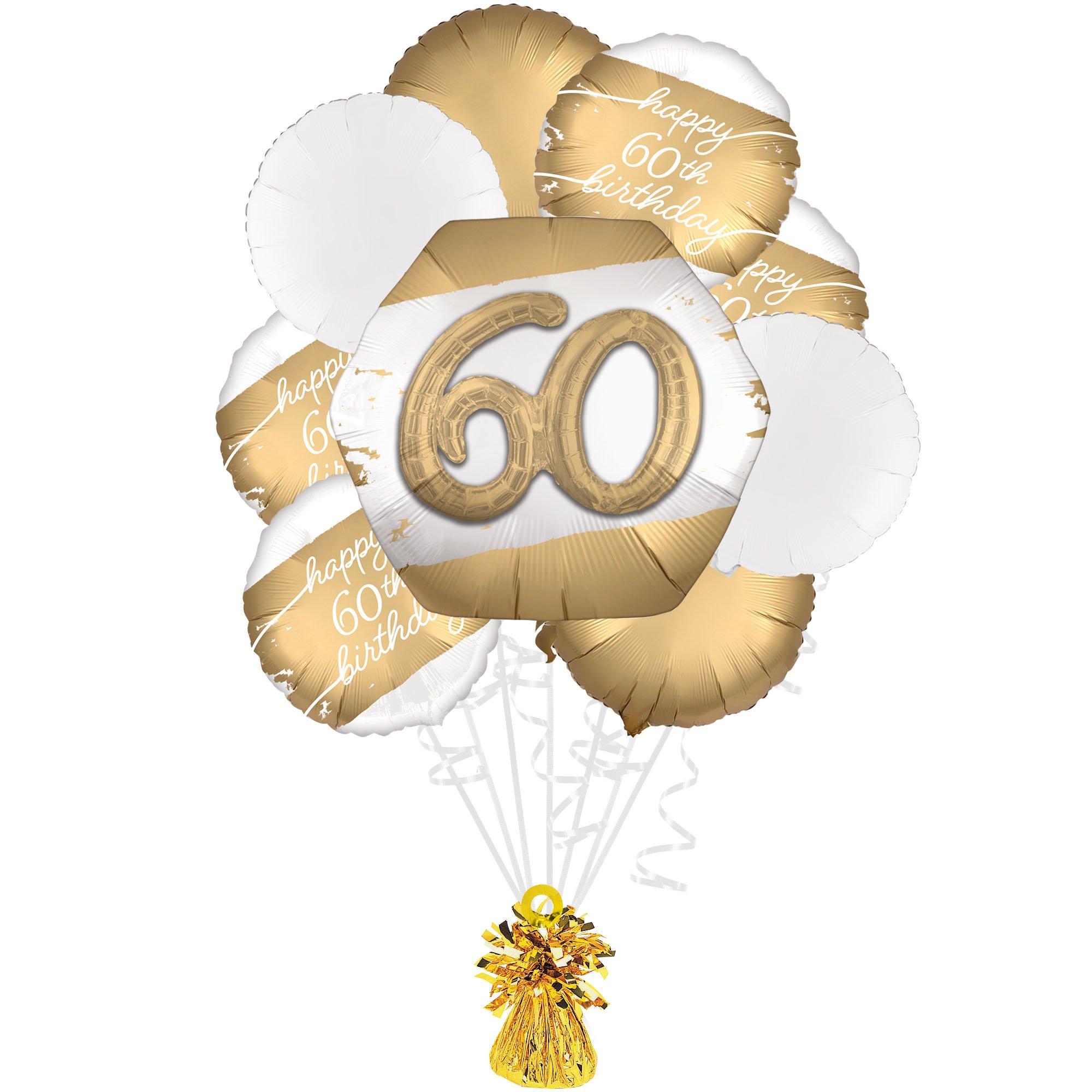 Golden Age 60th Birthday Foil Balloon Bouquet